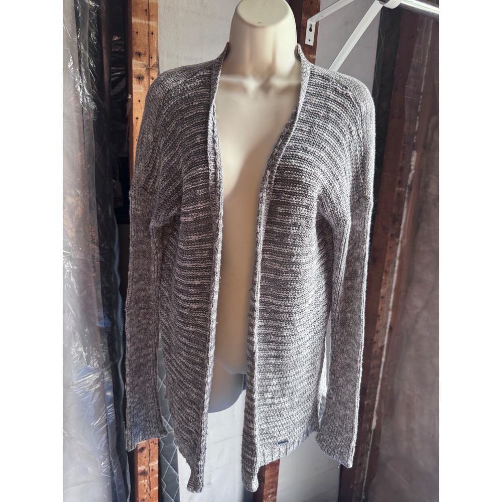 Hollister Grey Marled Knit Open Front Cardigan Sweater Womens ML Long Sleeve